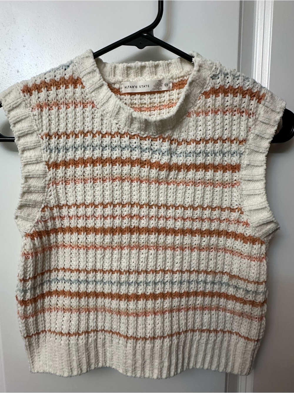 Altar'd State Ellie Stripe Chenille Knit Sweater Vest - Size XXS
